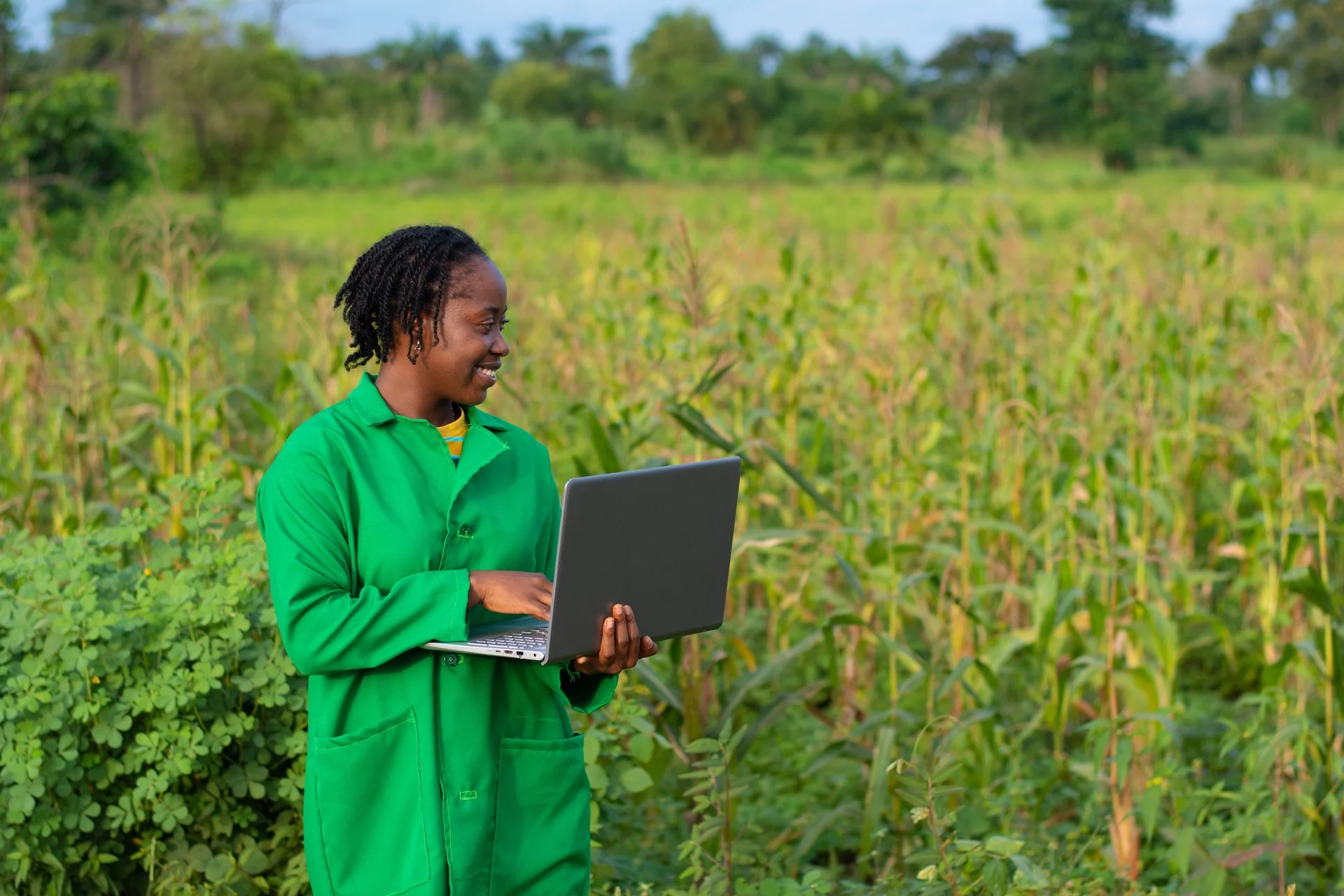 Farmer with laptop